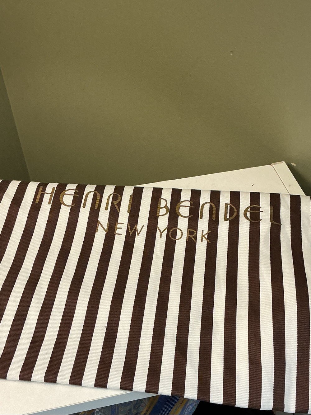henri bendel Brown & White Striped Dust Storage Bag 16.5” x 15”